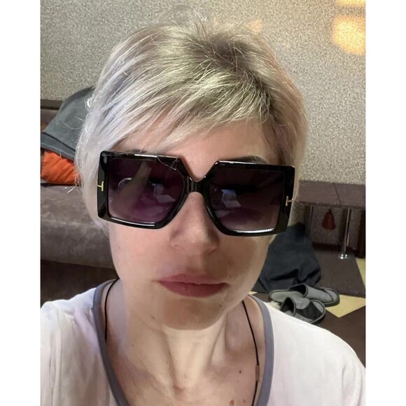 Square Sunglasses Woman Black Oversized Sun Glasses Female Retro Vintage Big - Picture 10 of 11